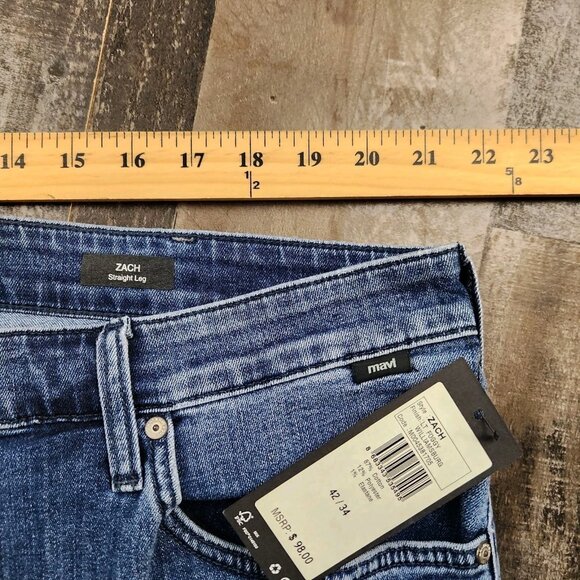 Mens Mavi Zach Straight Leg size 42x34 Mid Rise Blue Denim Jeans - Picture 7 of 11